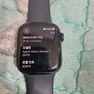 애플워치7 41MM GPS 32GB 블랙 스마트워치 중고폰 공기계 판매 교환, 교신가능 일산