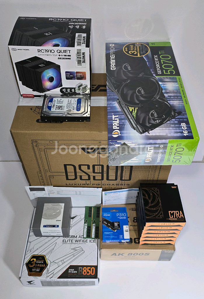 펠릿 RTX5070Ti GAMINGPRO 16GB AMD9600X 공랭최강 방송 게이밍컴퓨터 본체 (새제품)--7