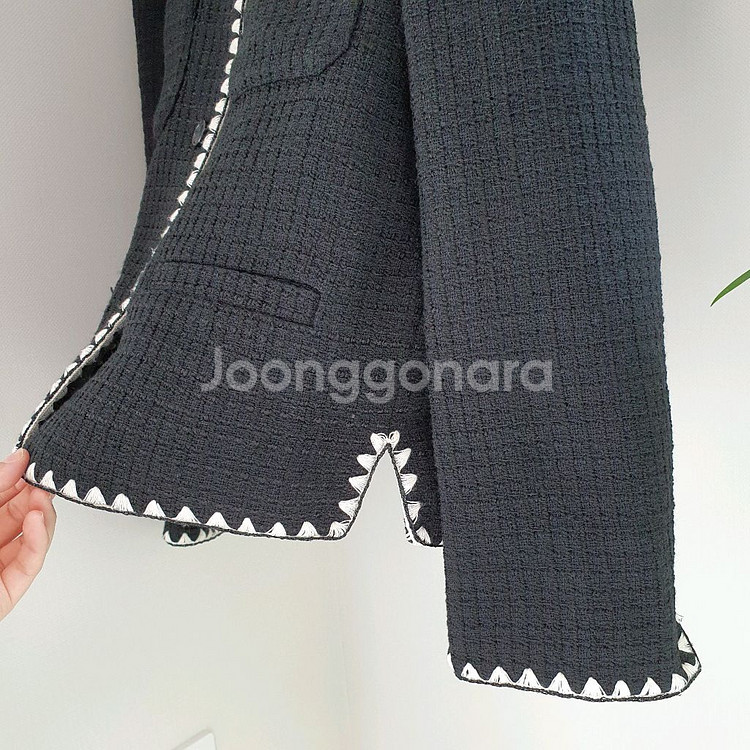 시슬리 솔리드 트위드자켓--3