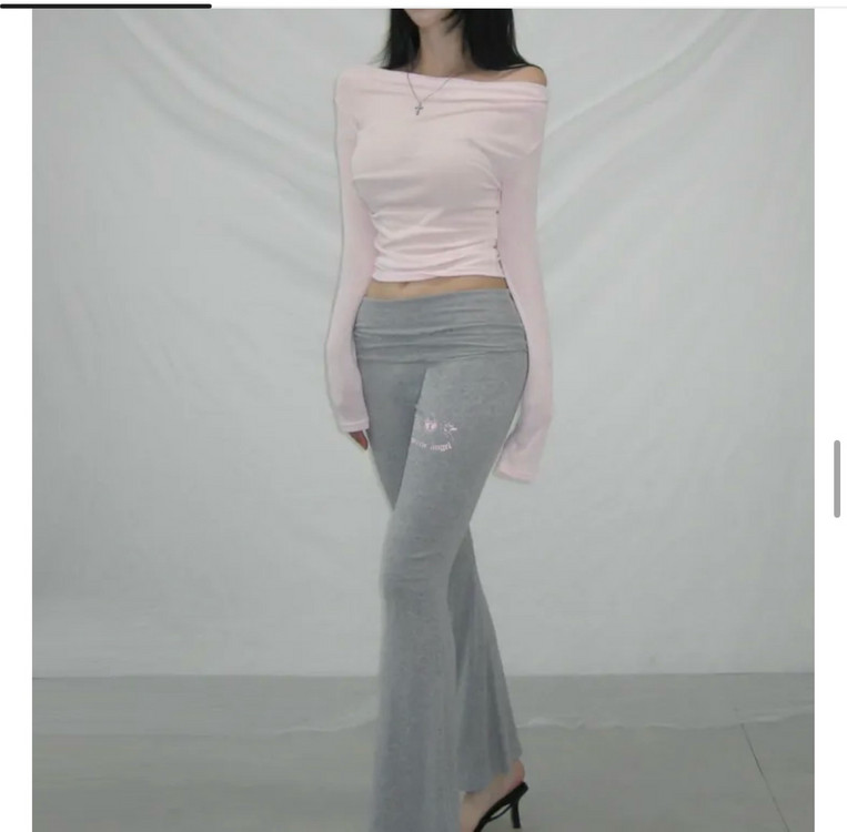 에이블리 y2k 핑크 오프숄더 바지 세트 츄리닝 이미지