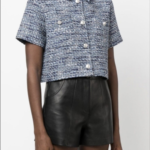 MAJE 마쥬 블루 트위드 크롭 반팔 자켓 1사이즈