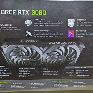GEFORCE RTX 3060 VENTUS 2X OC 8G 그래픽카드 미개봉 새제품