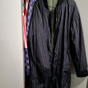 시스템옴므 양면 내이비 스트라이프 패딩100