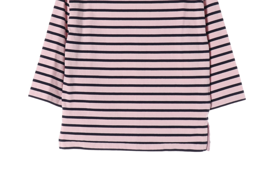 [M]럭키슈에뜨 핑크 보트넥 마린 스트라이프 7부 티셔츠 이미지