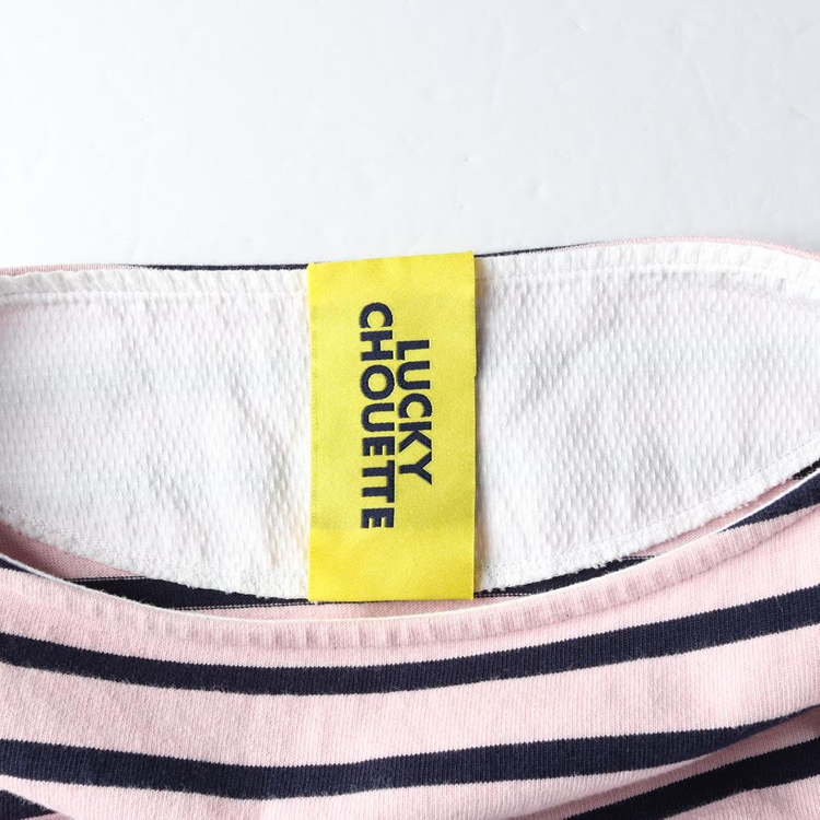 [M]럭키슈에뜨 핑크 보트넥 마린 스트라이프 7부 티셔츠 이미지