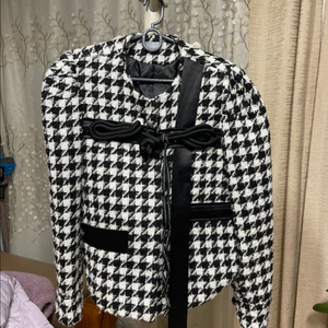 하운드투스 체크 자켓 블랙 앤 화이트