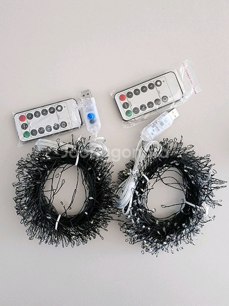 크리스마스 트리전구 리모콘형 usb 지네전구 400구 12m, 블랙 + 전구색--0