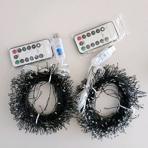 크리스마스 트리전구 리모콘형 usb 지네전구 400구 12m, 블랙 + 전구색