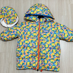 베베베베 플라워 리버시블 구스다운 패딩 점퍼 M사이즈 모자 세트