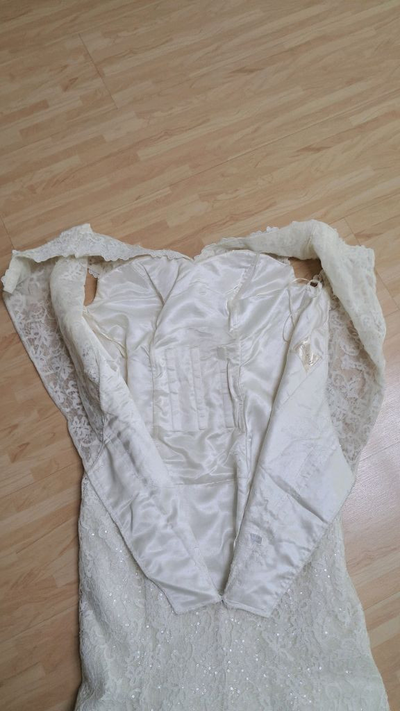 (본식, 웨딩촬영 대여용)레이스 머메이드 웨딩 드레스(대여비로 구입하세요)--5