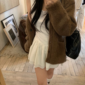 리즈(leeds) 뉴 테디 가디건 브라운