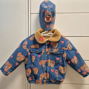 베베드피노 하트 바바베어 데님 털 점퍼110, 캡모자 세트판매 중고