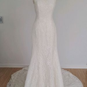 (본식,웨딩촬영 대여용,대여비로 구입하세요)레이스 화이트 웨딩 드레스