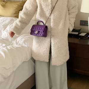 어라운드율 양모 몽글 하프 코트 크림