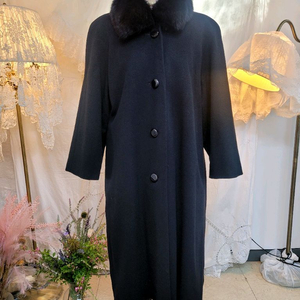 캐시미어100폭스카라 롱코트