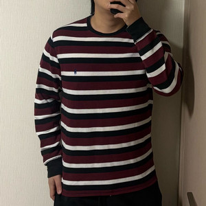 정품 폴로 랄프로렌 와플 니트 단가라 스트라이프 롱슬리브