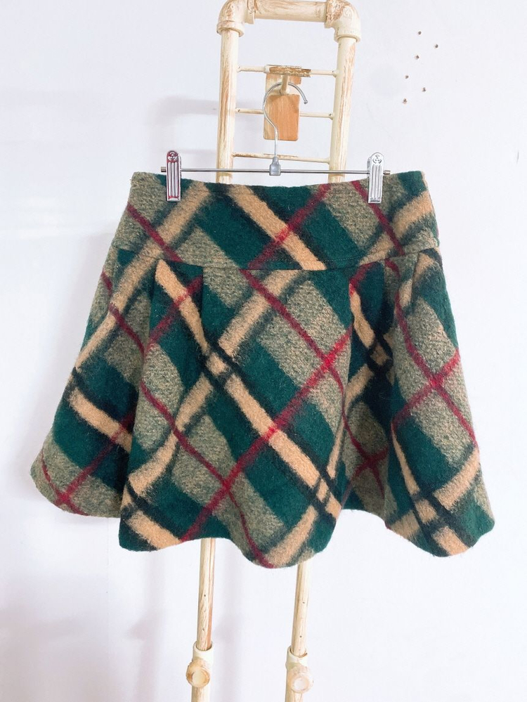 (26인치)버버리블루라벨여자겨울울체크플레어미니스커트--3