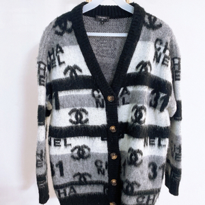 (S)샤넬여자루즈핏모헤어멀티로고울가디건