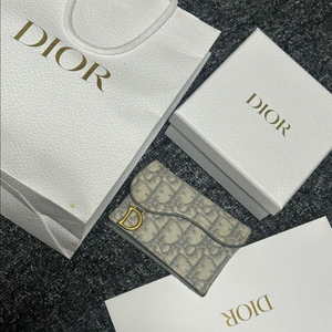 디올 오블리크 새들 카드지갑 그레이