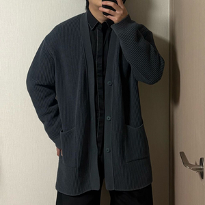 정품 커스텀멜로우 남성 울 블렌드 헤비 니트 가디건