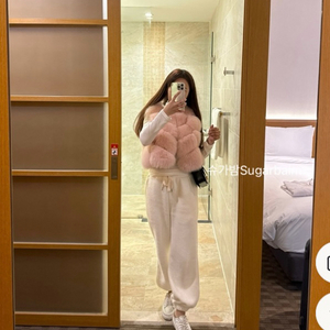 사가폭스 폼폼 미니미 퍼자켓 핑크