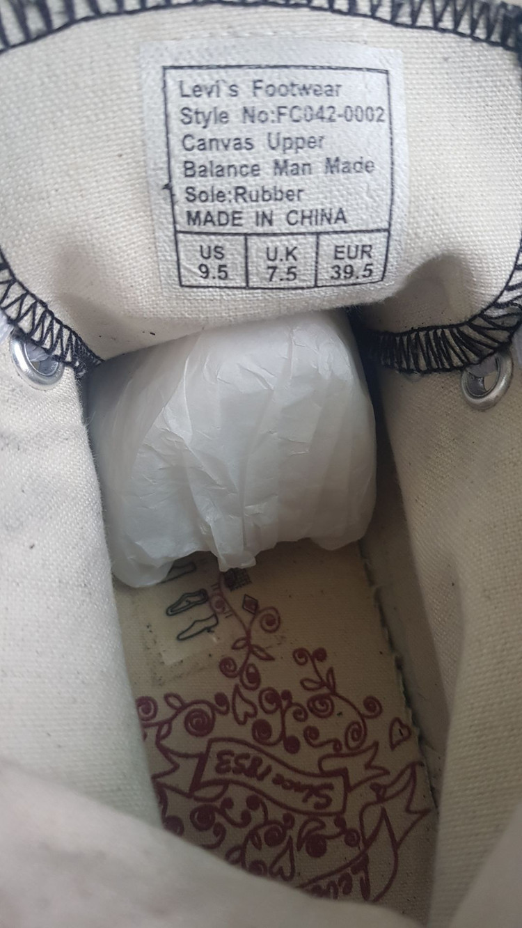 리바이스 하이탑 스니커즈 Levi’s Canvas Upper BATTERY 리바이스 운동화 이미지