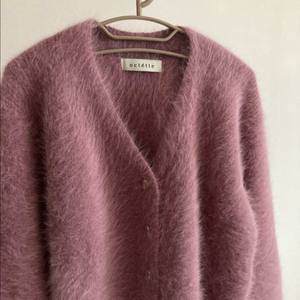 octette 오떼뜨 앙고라 가디건 핑크 연말룩 파티룩