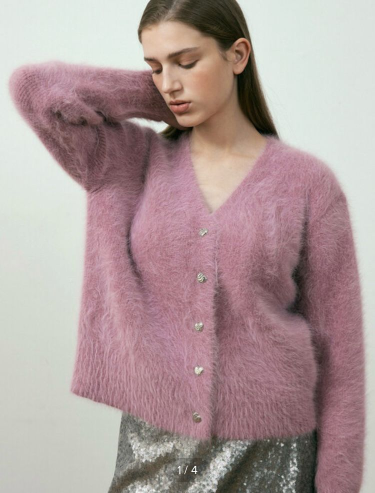 octette 오떼뜨 앙고라 가디건 핑크 연말룩 파티룩 이미지