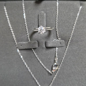 14k랩그로운 화이트 목걸이,반지셋트