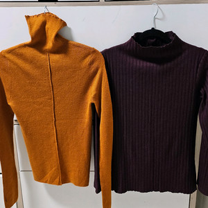 여성-목폴라 반목 니트티 (1+1)