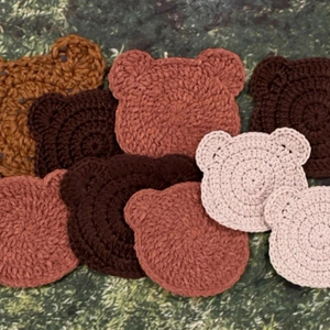 수제 뜨개 곰돌이 티코스터 컵받침 집들이 선물 핸드메이드 손뜨개