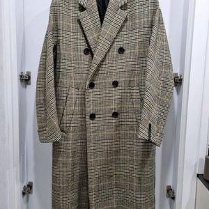 남성 시스템옴므 체크 더블 롱코트