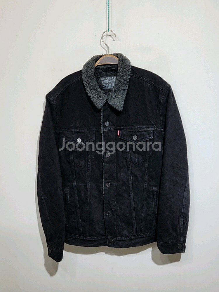 (XL) 리바이스 양털 청자켓 블랙 데님자켓 레드탭--0