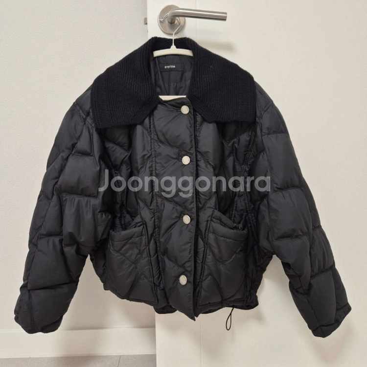 한섬 시스템 니트카라 구스 다운 패딩점퍼66--0