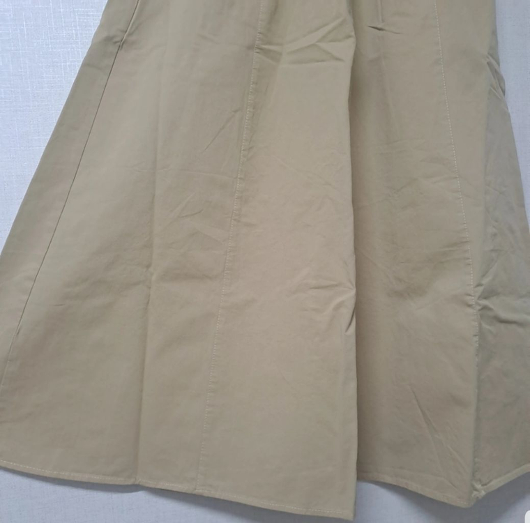 새상품) 바스락 면 밴딩 포켓 절개 롱스커트 베이지--2