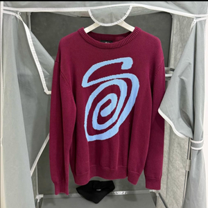 스투시 s컬리 니트 버건디