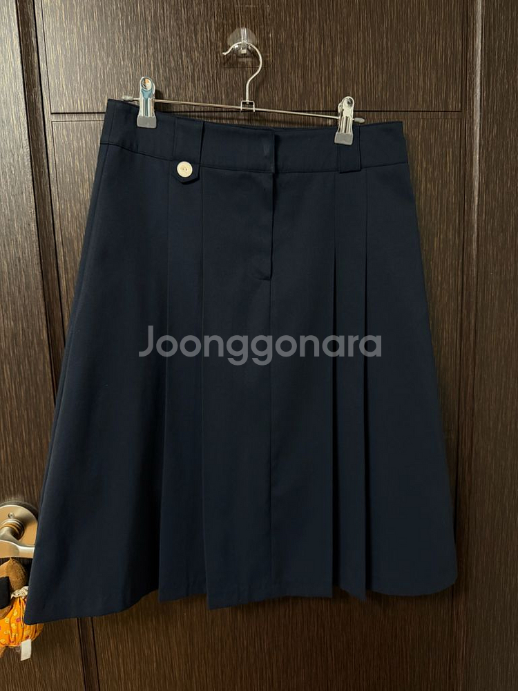 네이비 플리츠 스커트 미들기장--0
