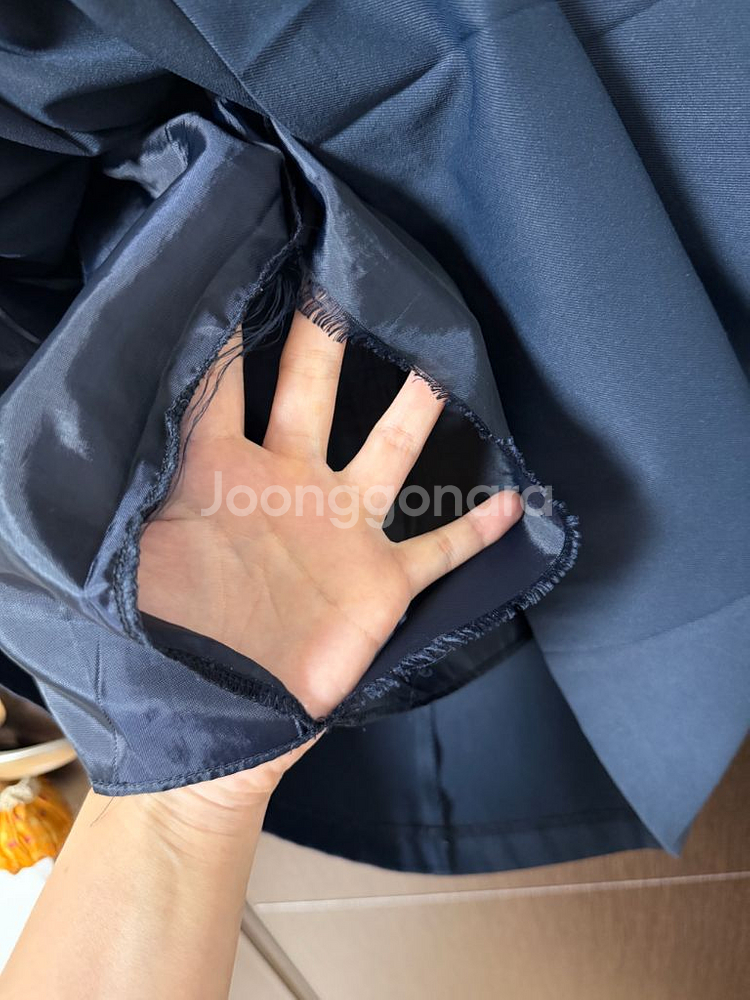 네이비 플리츠 스커트 미들기장--2