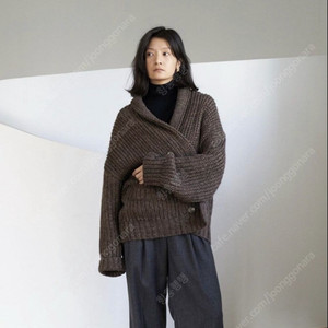 엘보른 더블 브레스티드 숄 칼라 가디건 브라운 Double-breasted Shawl Collar Cardigan