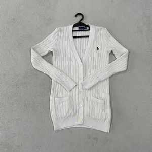 M 폴로 여성 꽈배기 화이트 니트 가디건