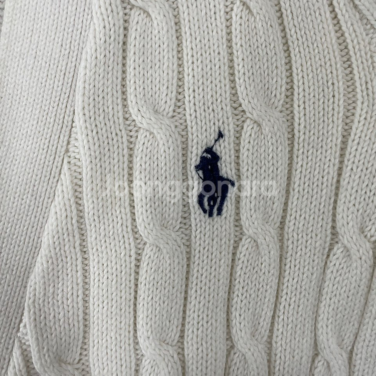 M 폴로 여성 꽈배기 화이트 니트 가디건--4