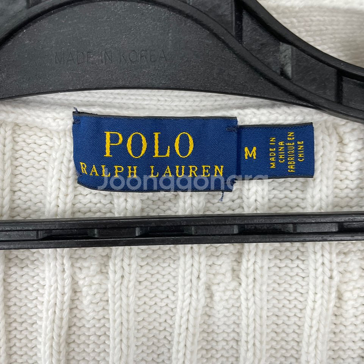 M 폴로 여성 꽈배기 화이트 니트 가디건--5