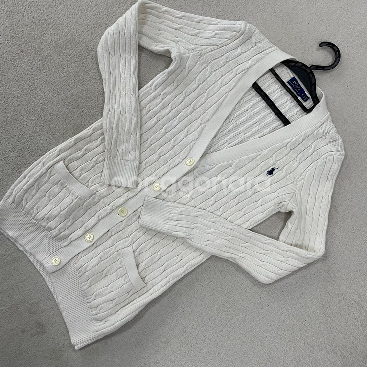 M 폴로 여성 꽈배기 화이트 니트 가디건--2