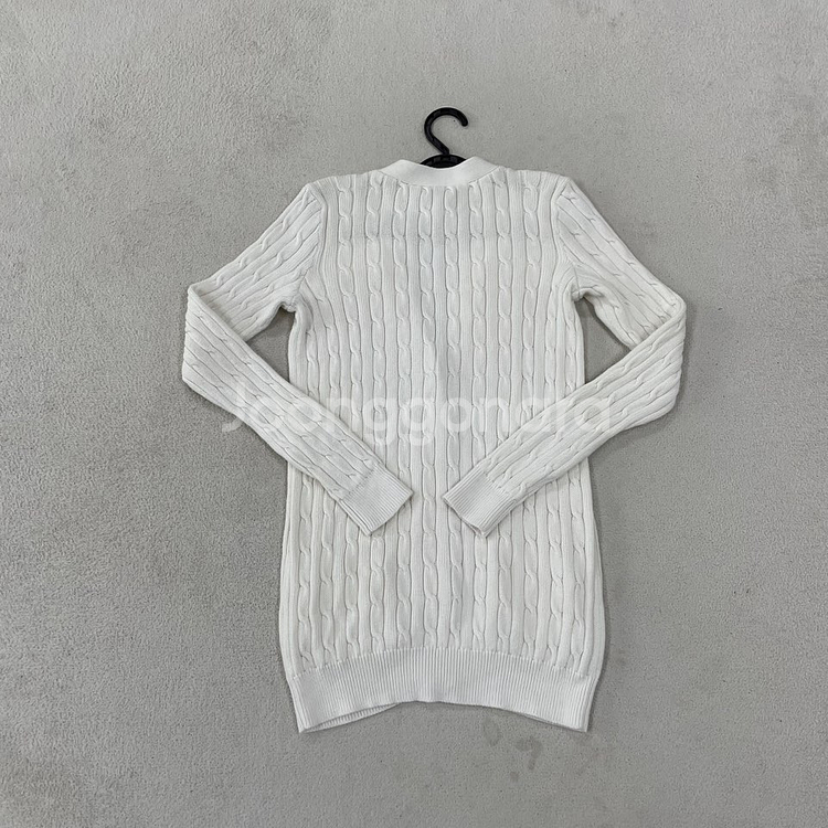 M 폴로 여성 꽈배기 화이트 니트 가디건--7