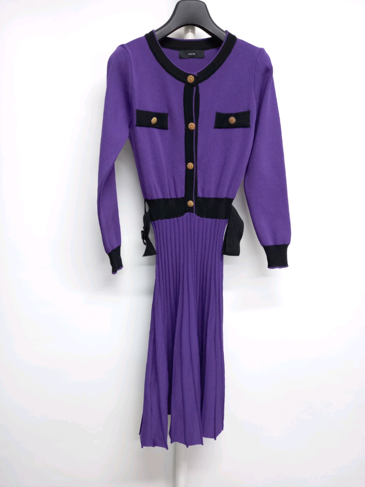 새 샤틴 춘추동 니트 플리츠 롱 원피스 55--2