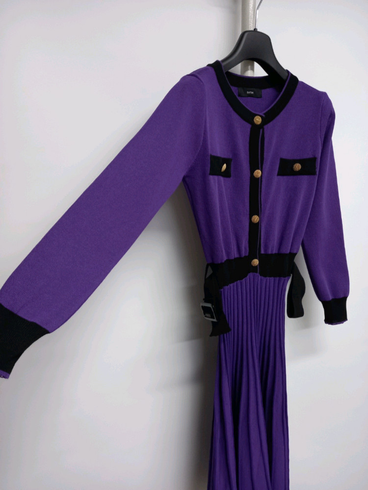 새 샤틴 춘추동 니트 플리츠 롱 원피스 55--3