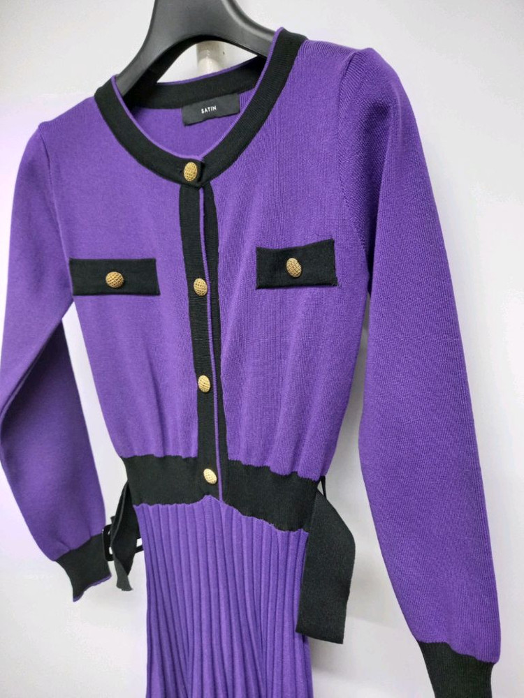 새 샤틴 춘추동 니트 플리츠 롱 원피스 55--5