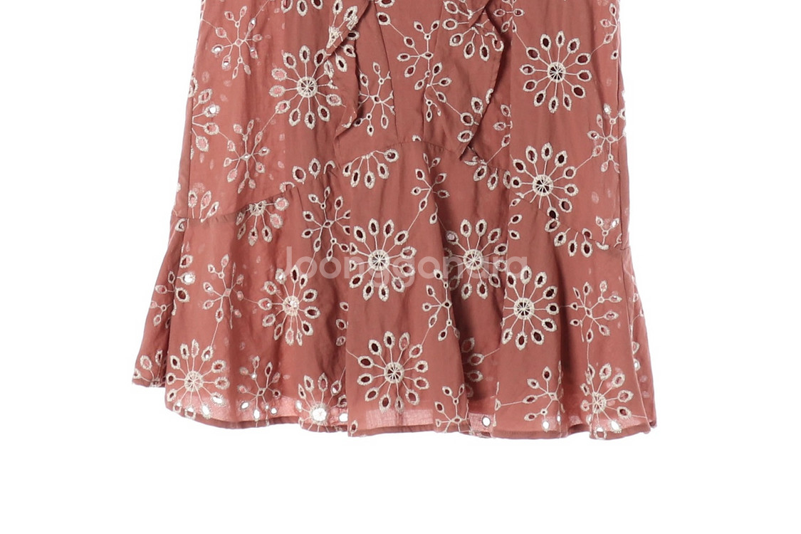 [XS]자라 인디핑크 플로럴 아일렛 러플 반팔 원피스 드레스--3