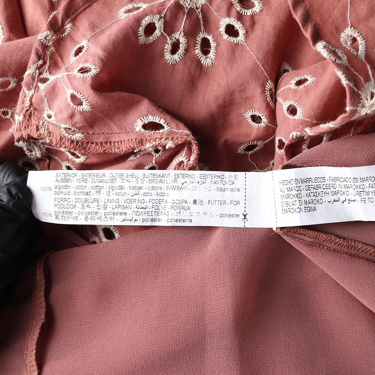 [XS]자라 인디핑크 플로럴 아일렛 러플 반팔 원피스 드레스--6