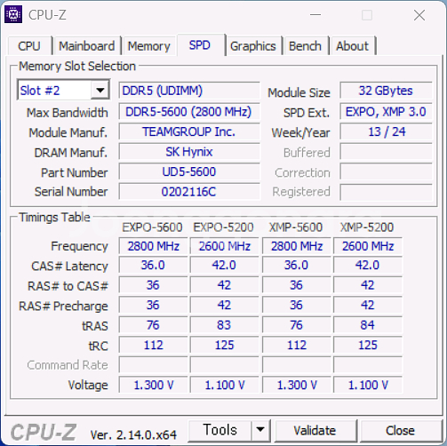 팀그룹 DDR5-5600 CL36 Vulcan Black 64GB ( 32 x 2 ) 메모리 판매합니다--3